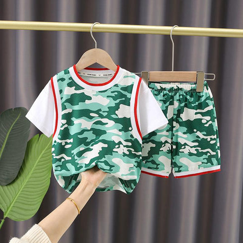 Boys summer short sleeve suit two-piece set